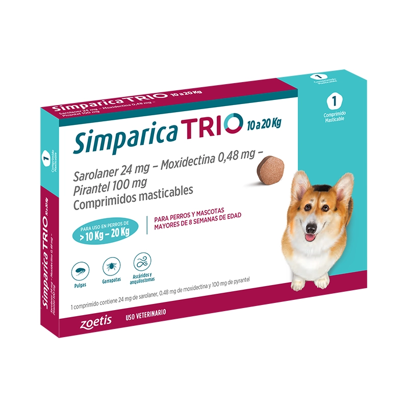 Simparica Trio 10 A 20 Kg x1 Comprimido