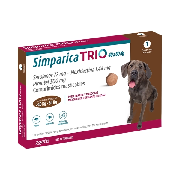 Simparica Trio Perro 40 A 60 Kg x1 Comprimido