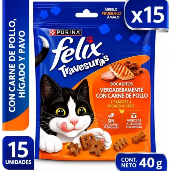 Travesuras Felix Bocaditos Pollo 15x40g
