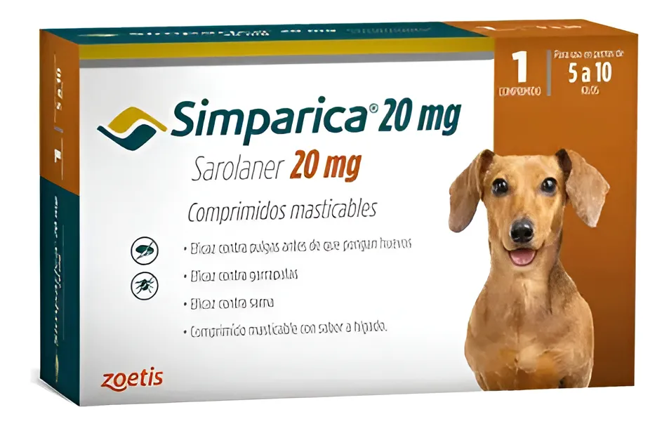 Simparica 20 mg 5 a 10 kg x1 comprimido