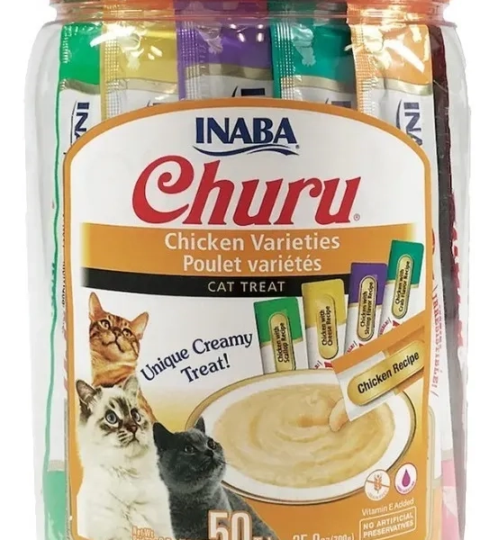 Churu Gatos - Tarro Sabores Variados - 50 Tubitos