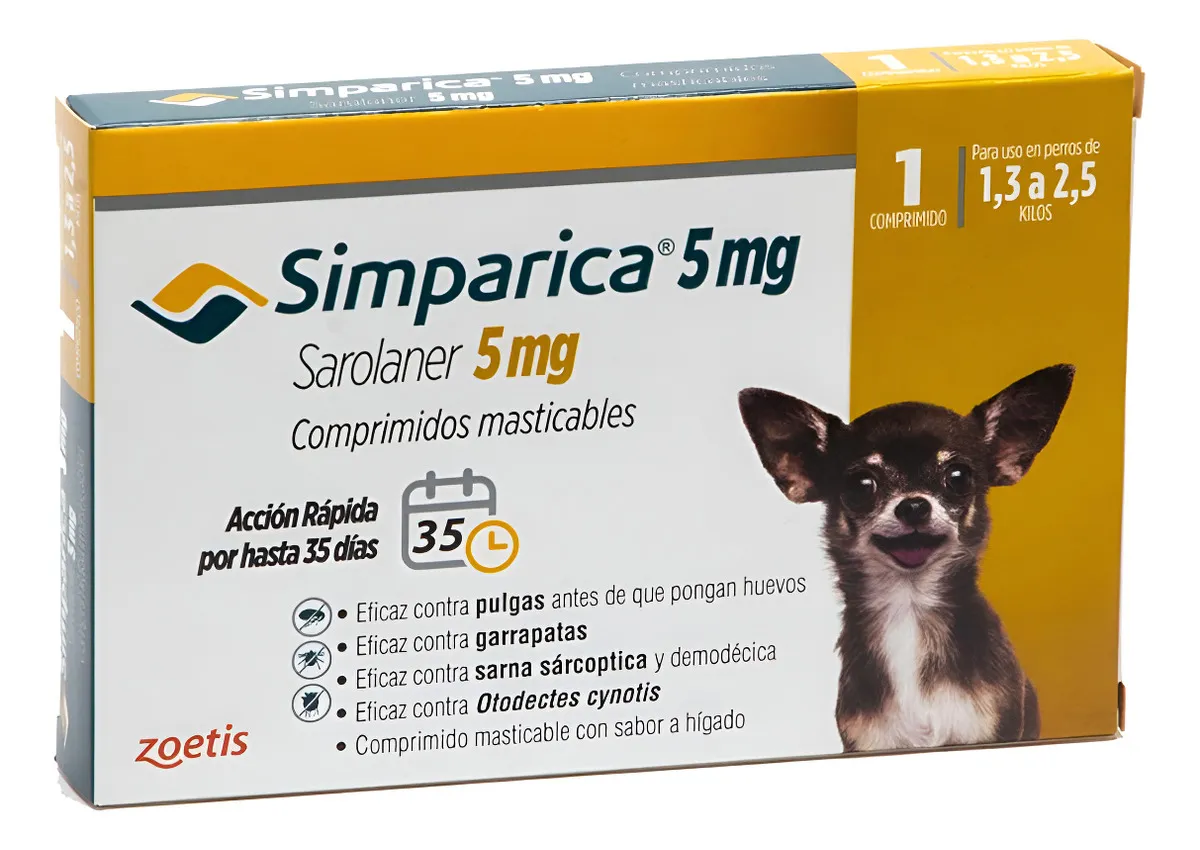 Simparica 5mg 1,3 a 2.5kg x1 Comprimido