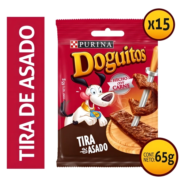 Pack 15un Snack Doguitos Tira De Asado 65g