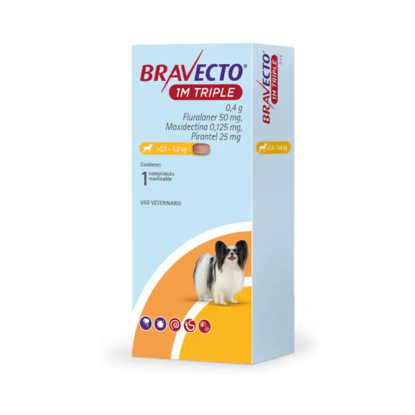 Bravecto para Perros 1 Mes Triple (2.5-5kg)